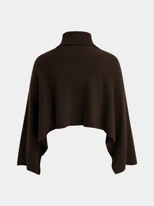 Sweetra CURVE Sweater Pullover Kancing Longgar Pendek untuk Wanita Ukuran Plus, Musim Gugur/Dingin - Coffee Brown - View 2