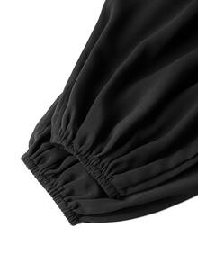 SHEIN Clasi Women's Elegant Commuter Lace Patchwork Mini Dress - Black - View 3