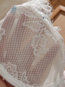 Myrelith 1pc Sweet Style White Lace Bra With Pink Bow, Exquisite Women's Lingerie - White - View 6