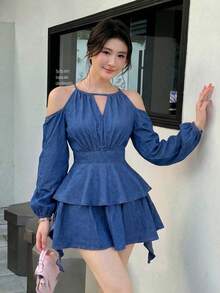 Celisse Women's Pleated Casual Daily Summer Denim Dress - Blue - View 3