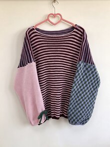 Sunspun Plus Size Women's Striped Crew Neck Dropped Shoulder Long Sleeve Casual Pullover Sweater - Multicolor - View 1