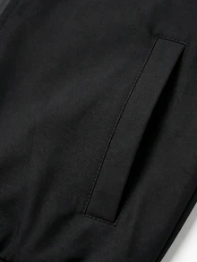 Manfinity Homme Men's Reflective Patchwork Fluorescent Drawstring Hooded Jacket - Black - View 4