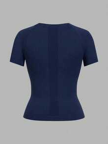 Velisys Velisys Casual Versatile Solid Color Short Sleeve Slim Fit Sports T-Shirt - Multicolor - View 2
