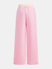 SHEIN Tween女孩黃色運動衫+粉色寬鬆長褲2件套，休閒日常百搭時尚，柔軟舒適，秋冬新款 - 彩色 - 查看 10