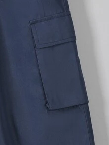 2pcs Teen Boys Gradient Hooded Sweatshirt & Classic Navy Blue Cargo Pants Set, Suitable For Autumn/Winter Outdoor Activities - Navy Blue - View 5