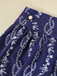 Modelyn Autumn/Winter Elegant Waist-Cinching Versatile Casual Button Patchwork A-Line Embossed Pleated Plus Size Women's Skirt - Multicolor - View 3