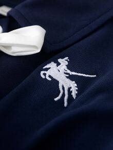 SHEIN 女童學院風百褶蝴蝶結 Polo 套裝 2 件套，長袖領口蝴蝶結上衣 + 百褶裙，生日幼兒園風格，白色秋季款 - 藍色 - 查看 7