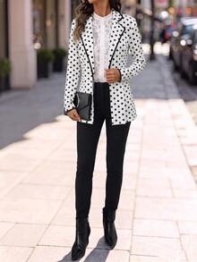 Editum Blazer Wanita Elegan Motif Polkadot untuk Perjalanan Sehari-hari - MultiWarna - View 3