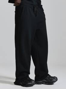 Musero Celana Jogger Jersey Premium Ukuran Besar Model Barrel Leg Dicuci - Hitam - View 3