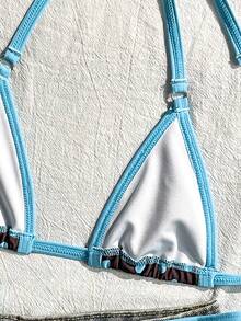SHEIN Swim Women's Summer Sexy Spaghetti Strap Halter Neck Bikini Swimsuit 2 Pieces Set For Beach Vacation - Multicolor - View 7