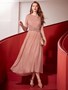 MOTF Tall WOMEN'S TALL AUTUMN/WINTER PARTY LONG SLEEVE DRESS - Pink - View 5