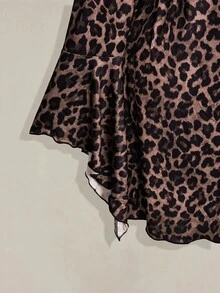 SHEIN ICON Plus Size Women's Lace Patchwork Leopard Print Dress - Multicolor - View 7