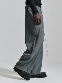 Musero Cross Front Tailored Trousers In Grained Tailored Fabric Barrell Leg Shape Autum Winter Essentials - Grey - View 3