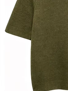 Olithes Women's Solid Color Short Sleeve Knit Top - Army Green - View 3