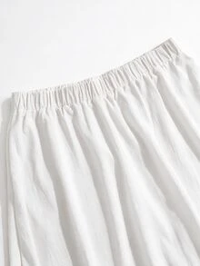 Rusticease Plus Size Women's Solid Color Pleated Casual Versatile Daily Wear Skirt - White - View 6