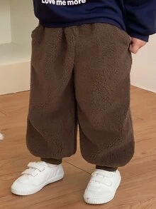 DAZY Baby Girl Solid Color Casual Versatile Daily Wear Jogger Pants - Coffee Brown - View 6