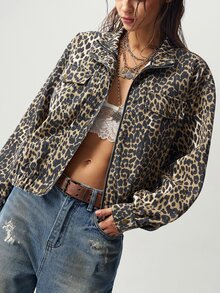 Bohemela Casual Solid Color Woven Denim Jacket For Women - Brown - View 2