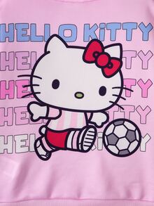 HELLO KITTY AND FRIENDS | SHEIN بلوزة رياضية كاجوال يومية بطباعة حروف كرتونية بأكمام طويلة للفتيات الصغيرات - متعدد الألوان - مشاهدة 6