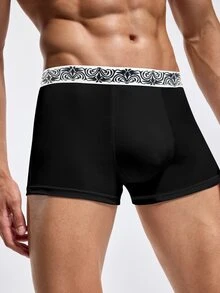 SHEIN Provexi 1pc Men's Contrast Waistband Boxer Briefs - Black - View 6