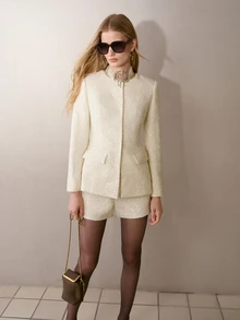 MOTF PREMIUM WOMEN'S AUTUMN/WINTER SEQUIN FABRIC SHORTS - Beige - View 1