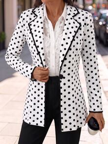 Editum Blazer Wanita Elegan Motif Polkadot untuk Perjalanan Sehari-hari - MultiWarna - View 6