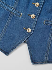 GlowEve Women's Casual Denim Vest Jacket - Blue - View 6