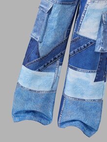 SHEIN Sparklyn 3件組女童蝴蝶結細肩帶上衣，秋季套裝，秋季上衣，不對稱肩鏤空罩衫與3D蝴蝶結寬腿褲 - 彩色 - 查看 5