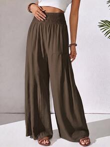 Rafferiza Women's Casual Wide Leg Loose Long Pants - Brown - View 3
