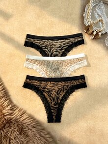 Bare Chapter Celana Dalam Thong Nyaman Motif Leopard dan Renda, Isi 3 Buah - MultiWarna - View 5