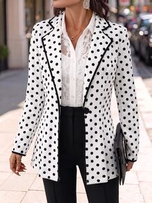 Editum Blazer Wanita Elegan Motif Polkadot untuk Perjalanan Sehari-hari - MultiWarna - View 5