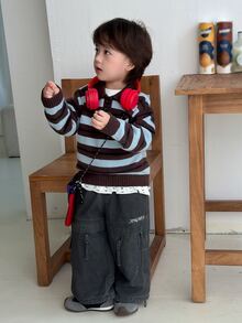 DAZY Infant (Boy) Round Neck Striped Long Sleeve Sweater Fall - Blue - View 9