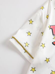 TOM & JERRY X SHEIN Women's Cartoon Print Short Sleeve Top And Shorts Casual Daily Home Pajama Set - White - View 5