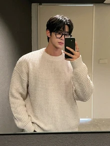 DAZY Men's Solid Color Casual Versatile Daily Wear Long Sleeve Sweater - Apricot - View 2