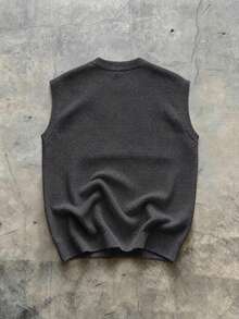 Manfinity LEGND Men's Casual Versatile Solid Color Knit Vest - Light Grey - View 2