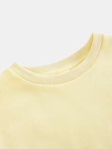SHEIN Tween女孩黃色運動衫+粉色寬鬆長褲2件套，休閒日常百搭時尚，柔軟舒適，秋冬新款 - 彩色 - 查看 3