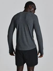 Musero Sport Long Sleeve Soft Active Crew Neck Top Muscle Fit Spring Summer Sports Activewear - Dark Grey - View 5