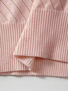 SHEIN Asymmetrical Single Shoulder Knit Pullover | Cream Loose Drop Shoulder Sweater For Fall Winter - Baby Pink - View 4