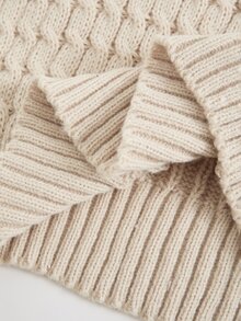 Rusticease Women's Autumn/Winter Knitted Dress, Solid Color High Neck Thick Sweater Cable Knit Dress - Apricot - View 5
