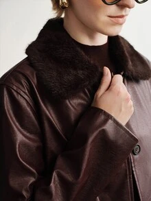 Briarwyn Women's Solid Color Lapel Single-Breasted Casual Regular Fit Jacket - Burgundy - View 4
