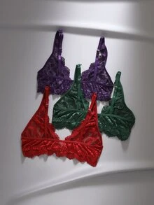EmpressEnvy 3pcs/Set Women's Floral Lace Sexy Fashion Bra - Multicolor - View 2