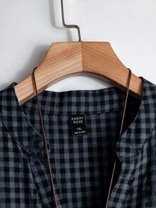 Rusticease Plus Size Autumn Casual Plaid Patchwork Shirt - Multicolor - View 4