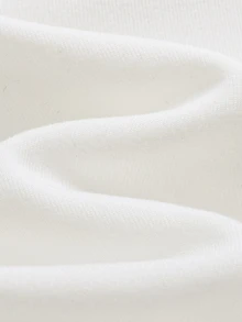 SHEIN 嬰兒女嬰/男嬰針織純色高領抓絨內裡基礎休閒連身衣 - 白色 - 查看 5