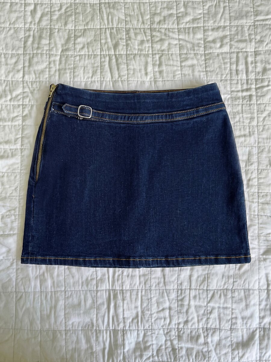 SHEIN Women's Denim Skinny Mini Super Skirt - Blue - View 1
