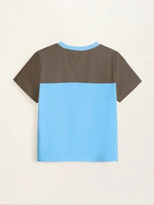 TOM & JERRY X SHEIN Young Boy Cartoon Pattern Print Crew Neck Short Sleeve Colorblock T-Shirt - White - View 8