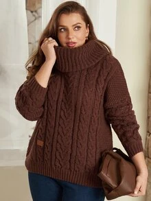EMERY ROSE Plus Size Solid Color Pocket Long Sleeve Overcoat Casual Outerwear Fall Winter 2026 - Coffee Brown - View 8