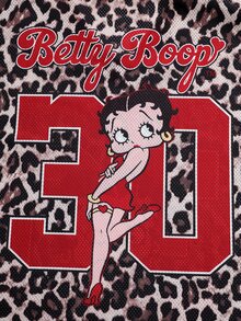 Betty Boop x SHEIN Plus Size Women's Leopard Print V-Neck Short Sleeve Casual T-Shirt - Brown - View 6