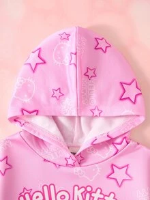 HELLO KITTY AND FRIENDS | SHEIN Sweatshirt Kasual Lengan Panjang Motif Bintang Lima untuk Anak Perempuan - Berwarna merah muda - View 4