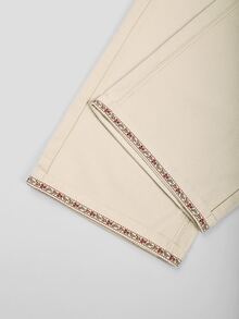 GlowEve CURVE Plus Size Women's Pocket Wide Leg Loose Casual Denim Jeans - Apricot - View 5