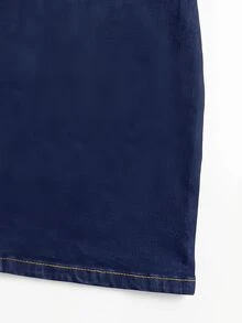 SHEIN Women's Denim Skinny Mini Super Skirt - Blue - View 5