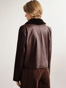 Briarwyn Women's Solid Color Lapel Single-Breasted Casual Regular Fit Jacket - Burgundy - View 2